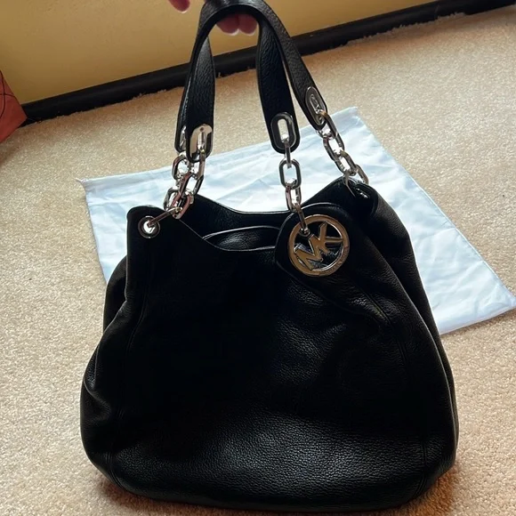 Hold for Oceanwhisperz Michael Kors Black Shoulder Bag with Silver Accents - Picture 1 of 13